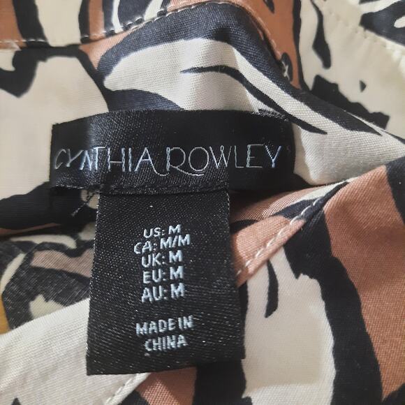 Cynthia Rowley Womens Brown and Black Tiered Floral Print Midi Dress NWOT Size M - Picture 3 of 6